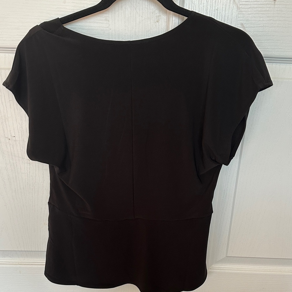 White House Black Market Elegant Black Wrap Blouse - Picture 4 of 5